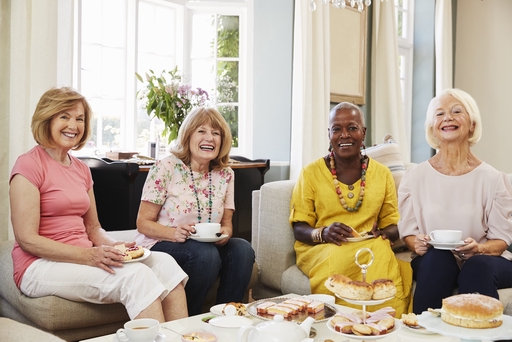 A team party at a ladies house with a live-in nurse.